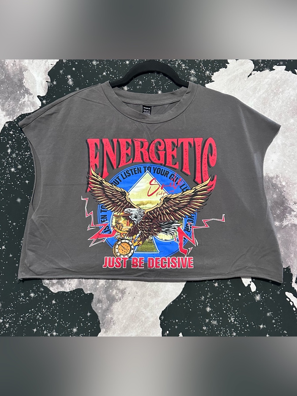 Shein Eagle Patriotic Style Crop Top Shirt